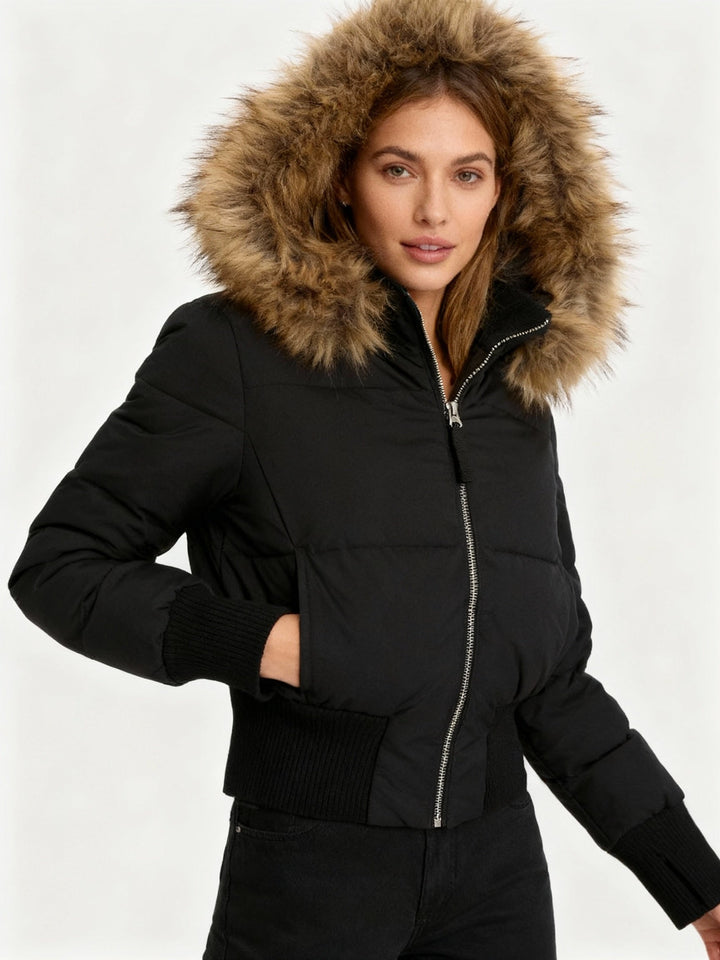 Thea | Chic Quilted Puffer Jacket With Faux Fur Hood