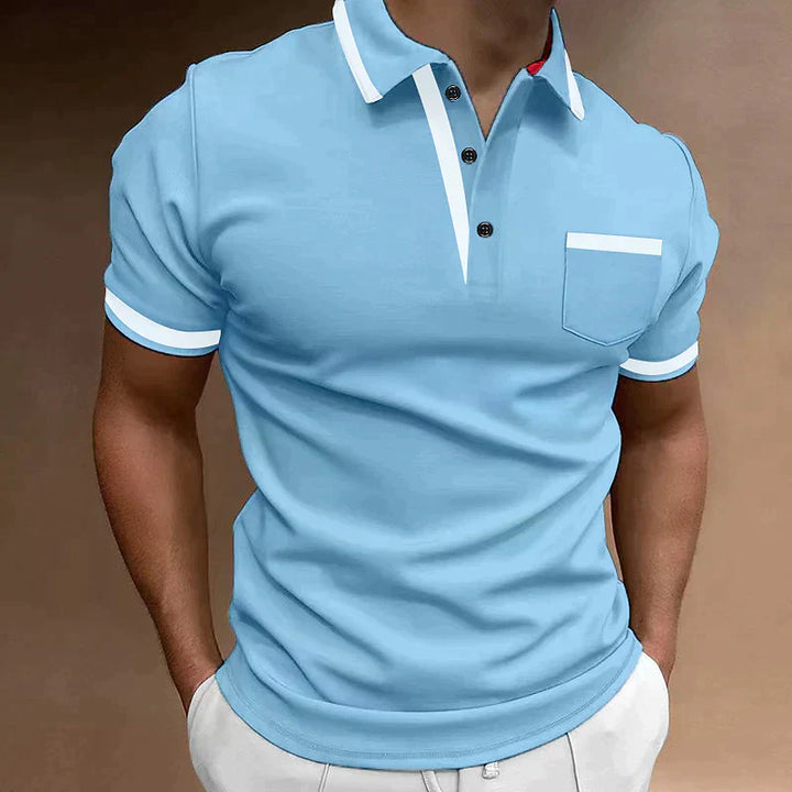Jasper | Elegant White Polo Shirt With Black Contrast Trim