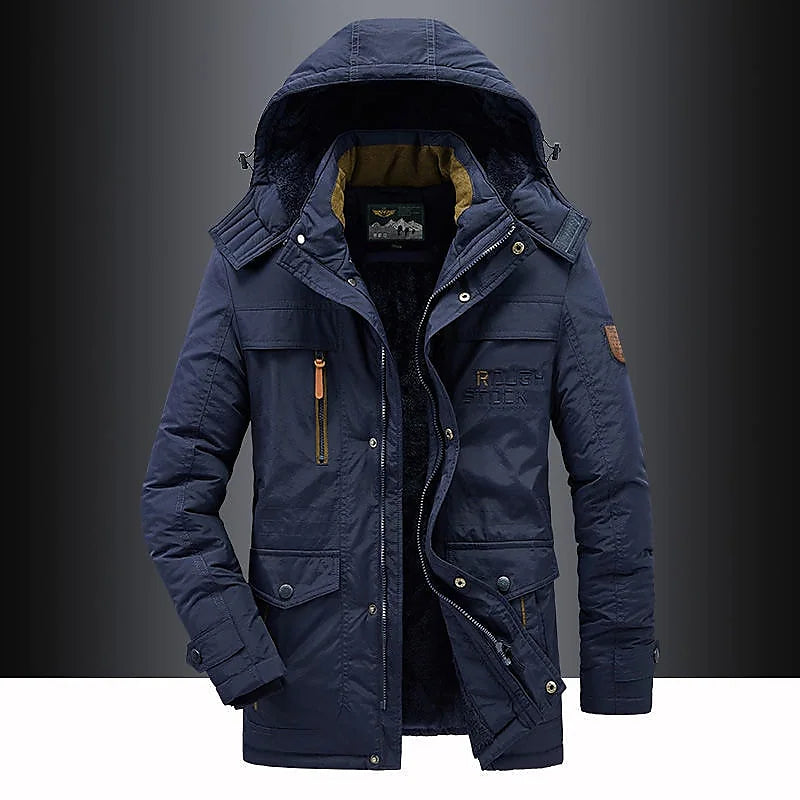 Marcus | Stylish Military Green Fleece Lined Hooded Winter Parka