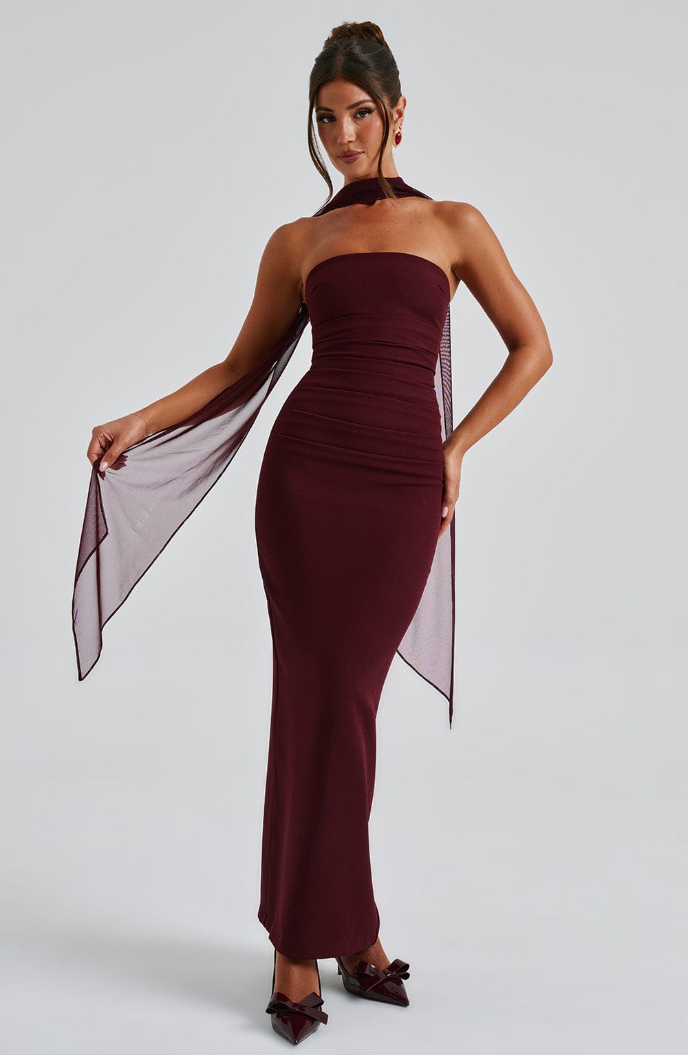 Riley | Elegant Strapless Halter Maxi Dress