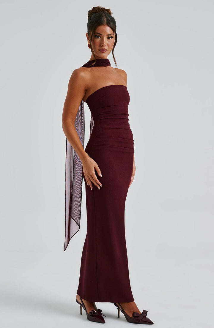 Riley | Elegant Strapless Halter Maxi Dress