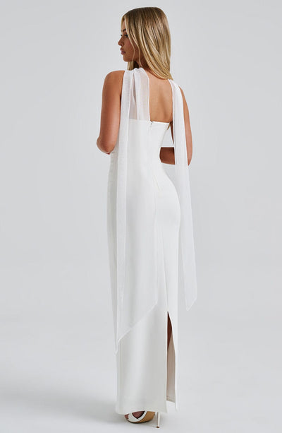 Riley | Elegant Strapless Halter Maxi Dress