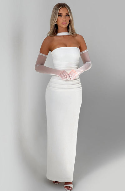 Riley | Elegant Strapless Halter Maxi Dress