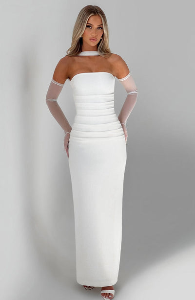 Riley | Elegant Strapless Halter Maxi Dress