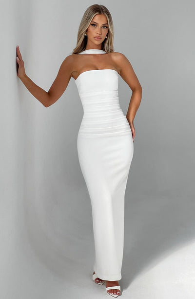 Riley | Elegant Strapless Halter Maxi Dress